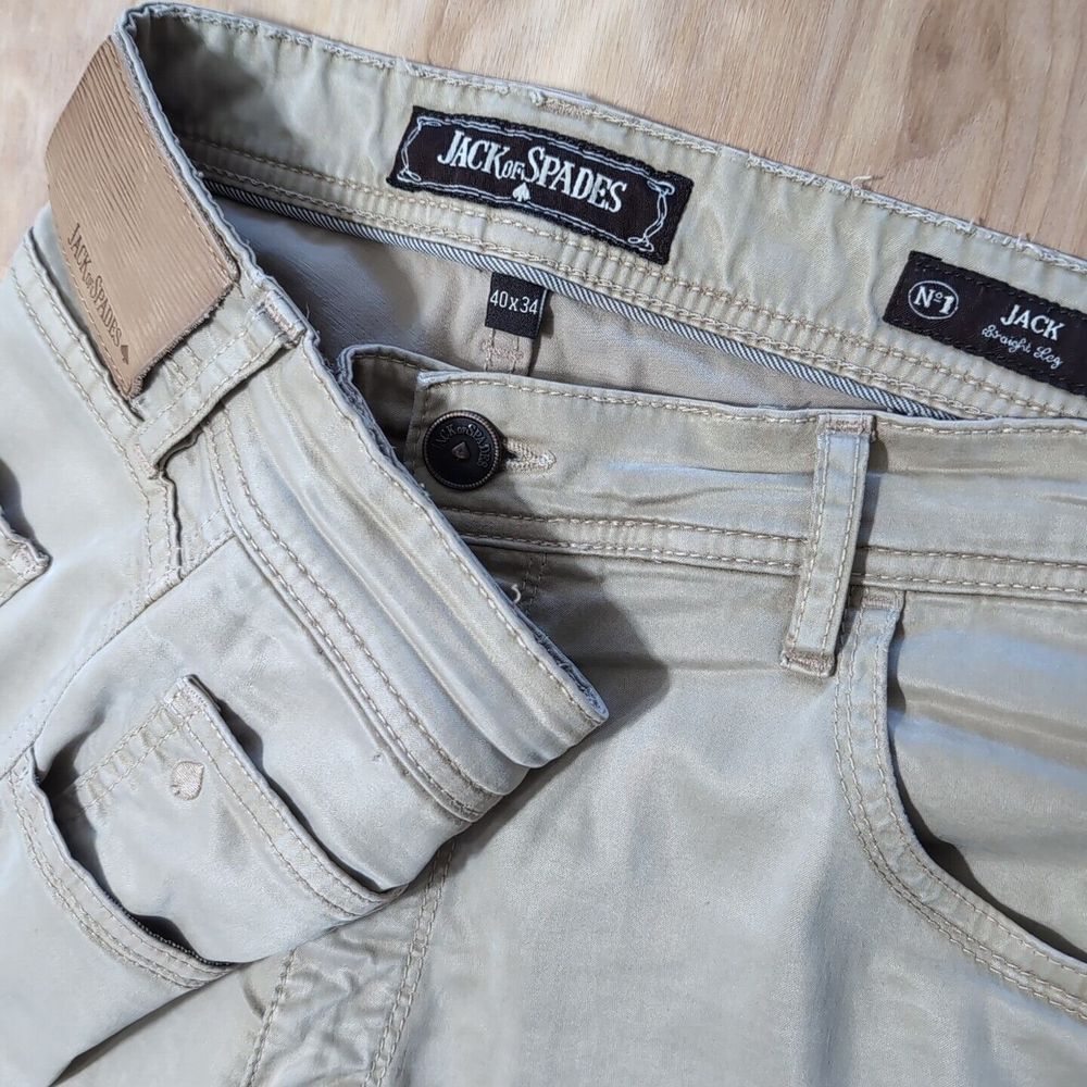 Jack of Spades Pants 38" X 26" High Roller Straight Leg Khaki Casual Barely Worn